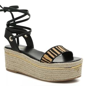 NEW Bleecker & Bond Odette Animal Print Espadrille Wedge Sandals Size 7.5